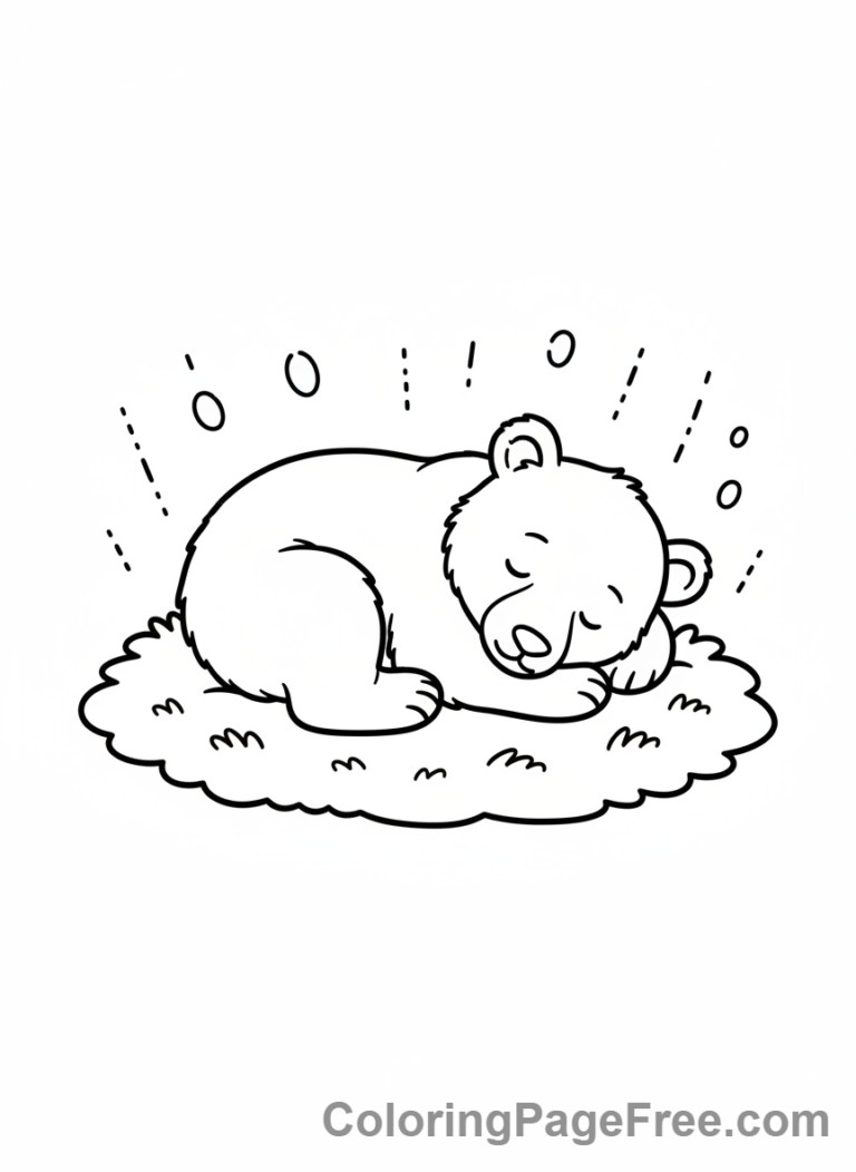 Forest Animals coloring page - Bear cub sleeping