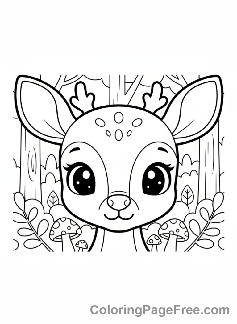Forest Animals coloring page - Deer face close-up