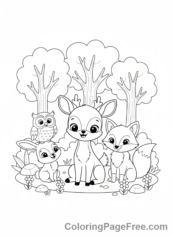 Forest Animals coloring page - Forest animal friends