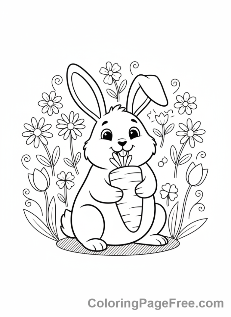 Forest Animals coloring page - Rabbit eating carrot