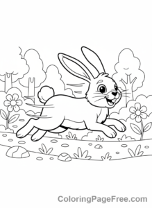 Forest coloring page - Rabbit hopping forest