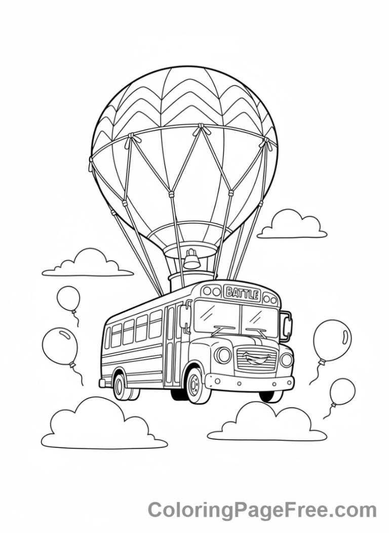 Fortnite coloring page - Battle Bus flying