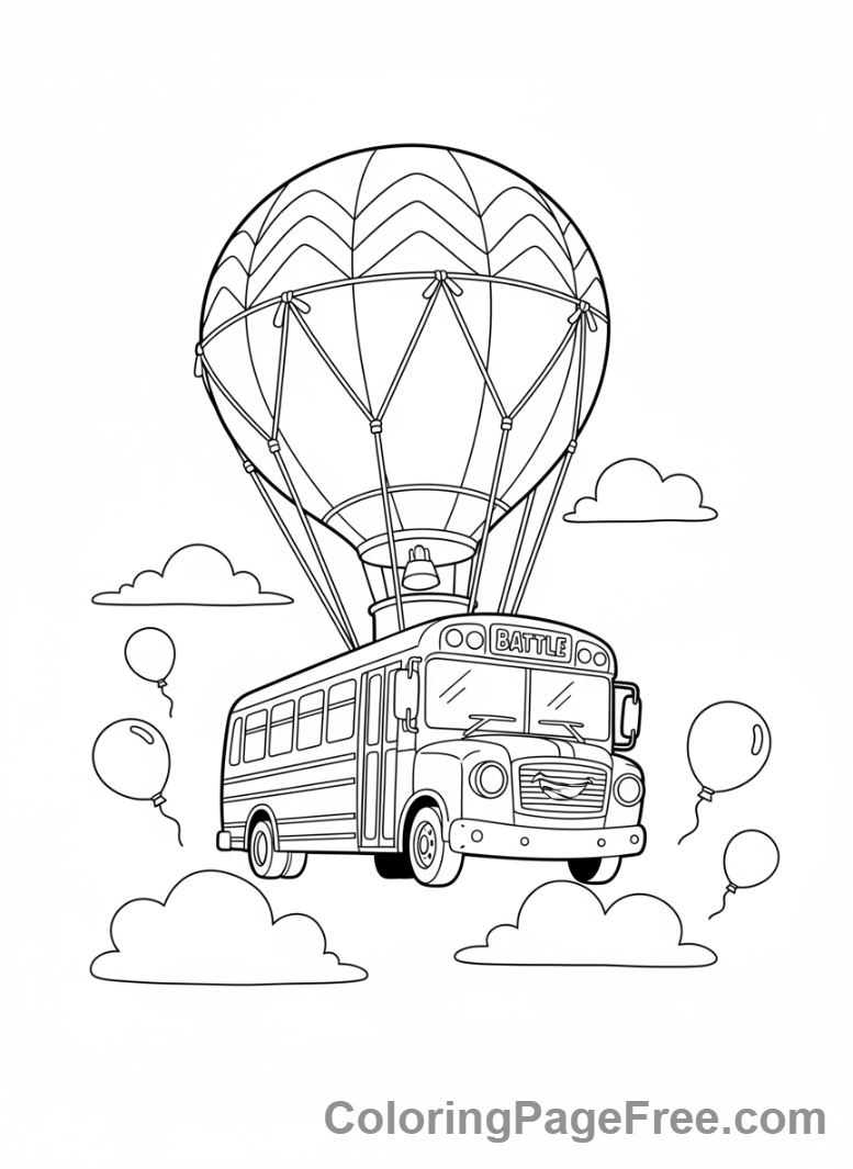 Fortnite coloring page - Battle Bus flying