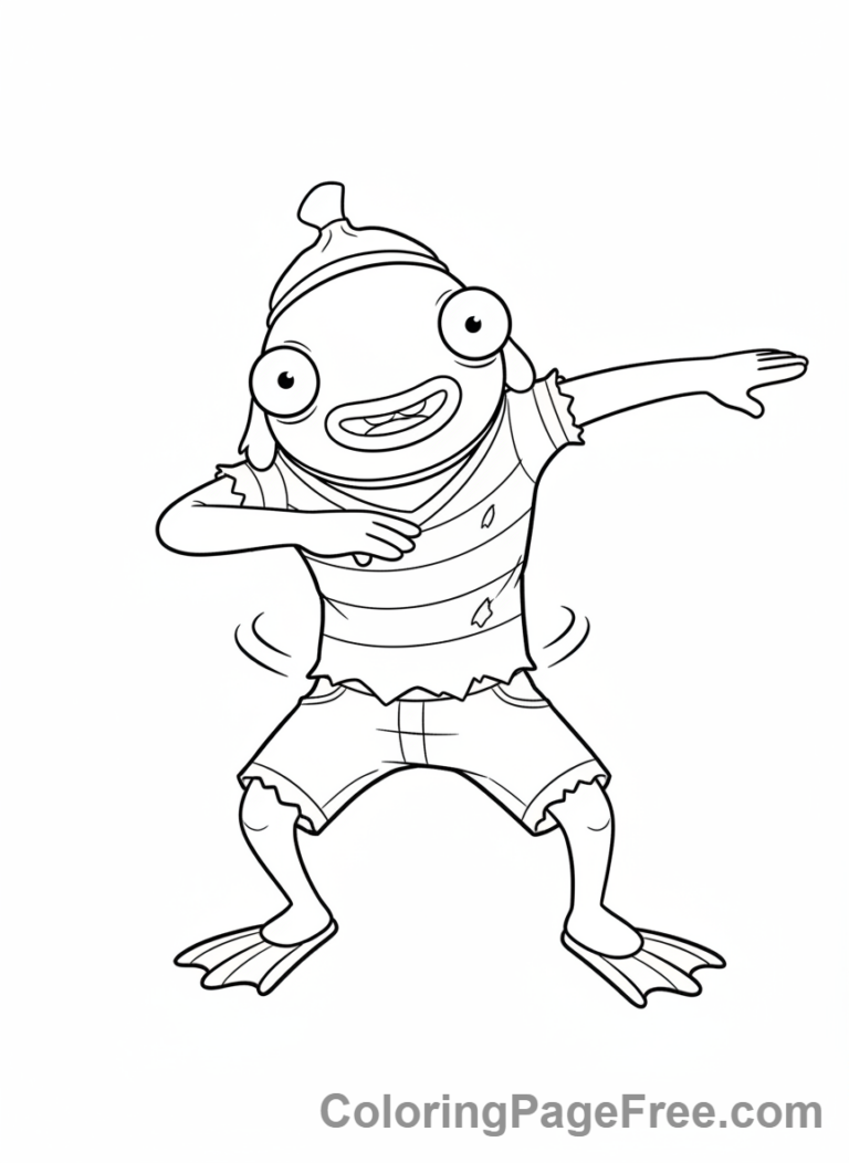 Fortnite coloring page - Fishstick doing emote