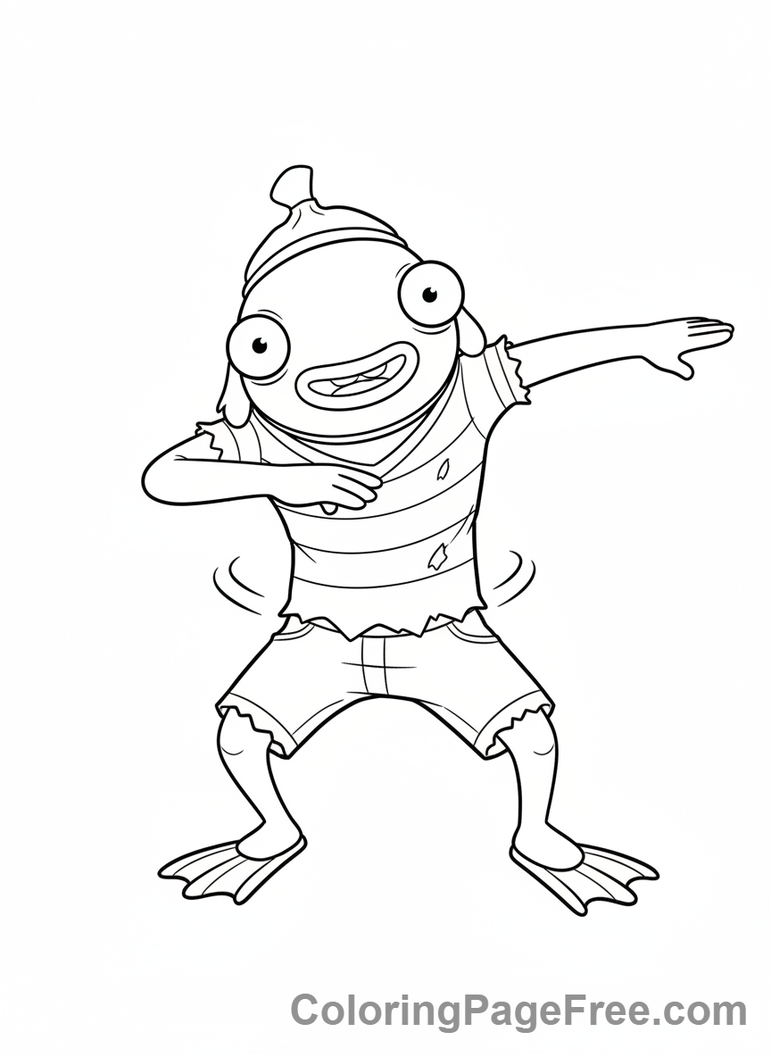 Fortnite coloring page - Fishstick doing emote