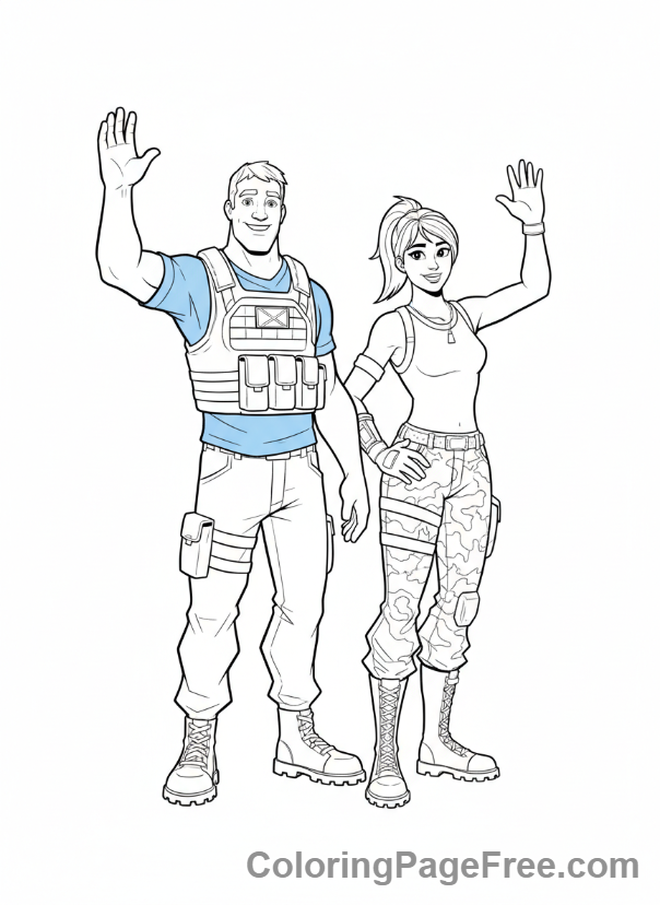 Fortnite coloring page - Jonesy Ramirez waving