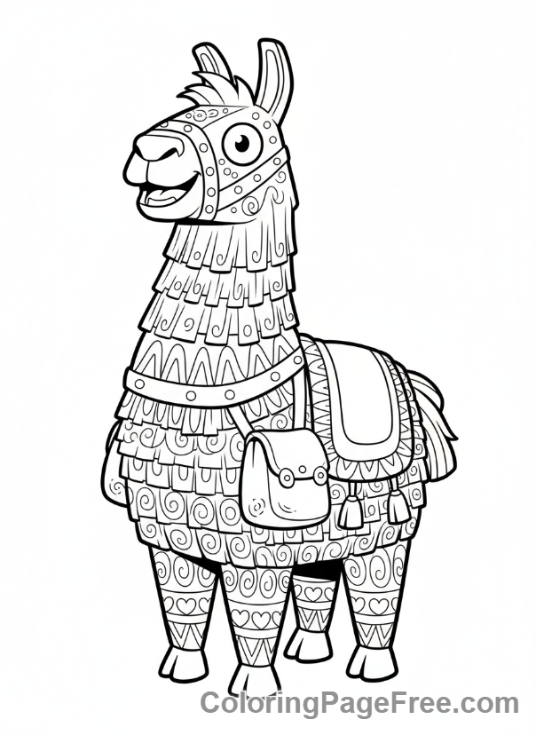 Fortnite coloring page - Loot Llama happy