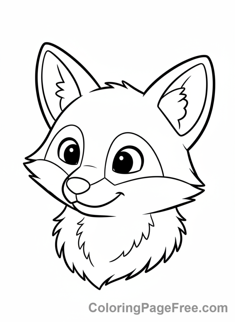 Fox coloring page - Curious fox close-up