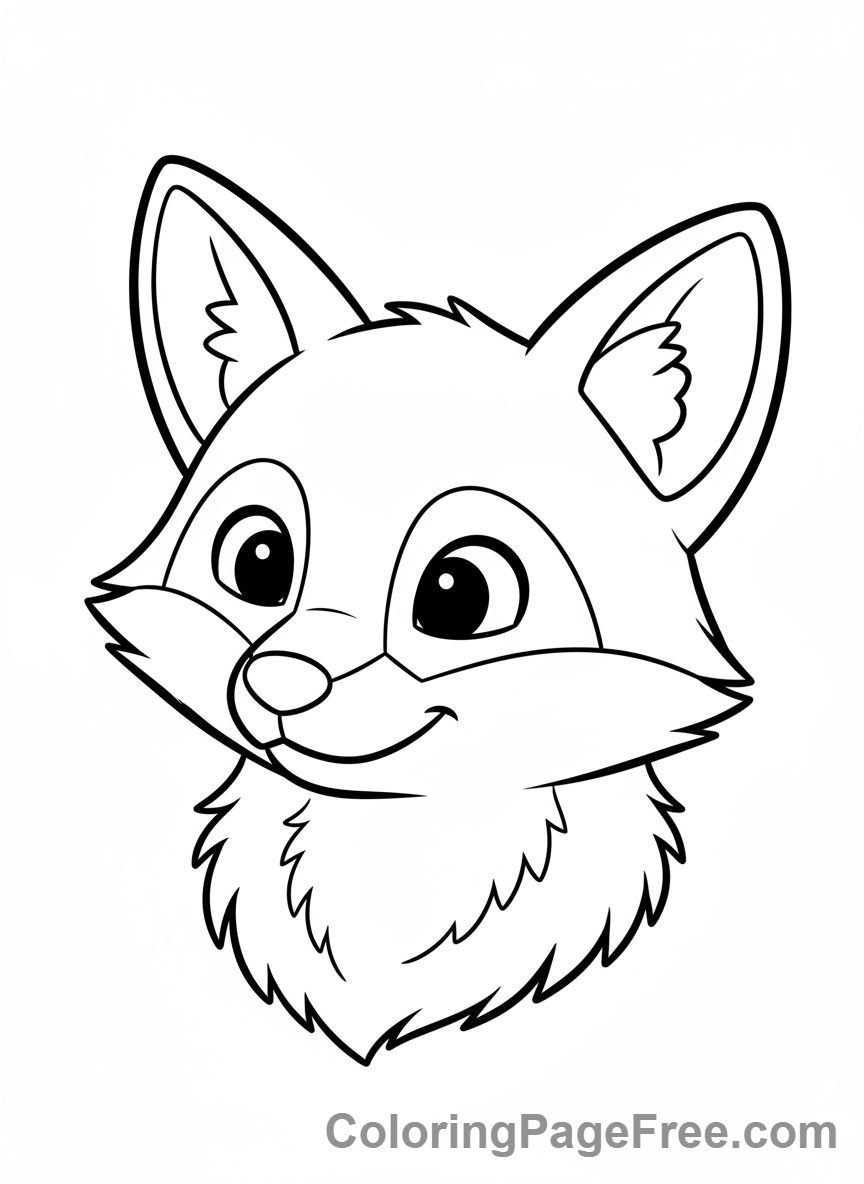 Fox coloring page - Curious fox close-up