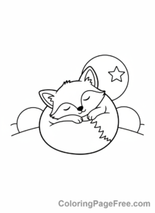 Fox coloring page - Fox cub sleeping