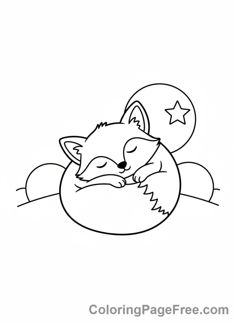 Fox coloring page - Fox cub sleeping