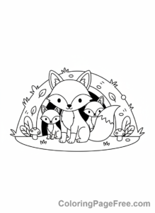 Fox coloring page - Fox family den