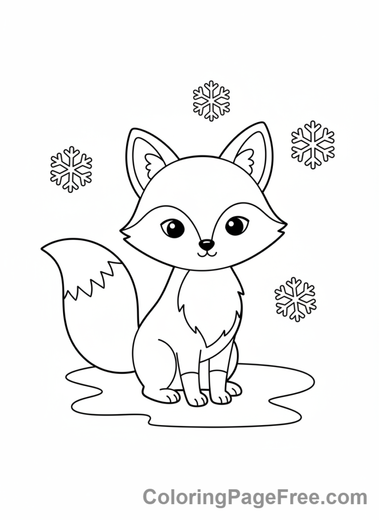 Fox coloring page - Fox in winter