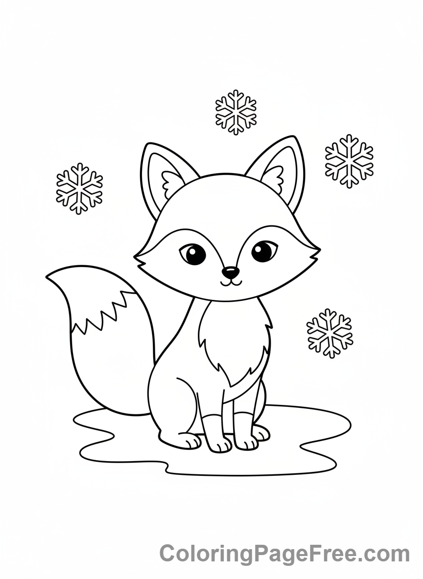 Fox coloring page - Fox in winter
