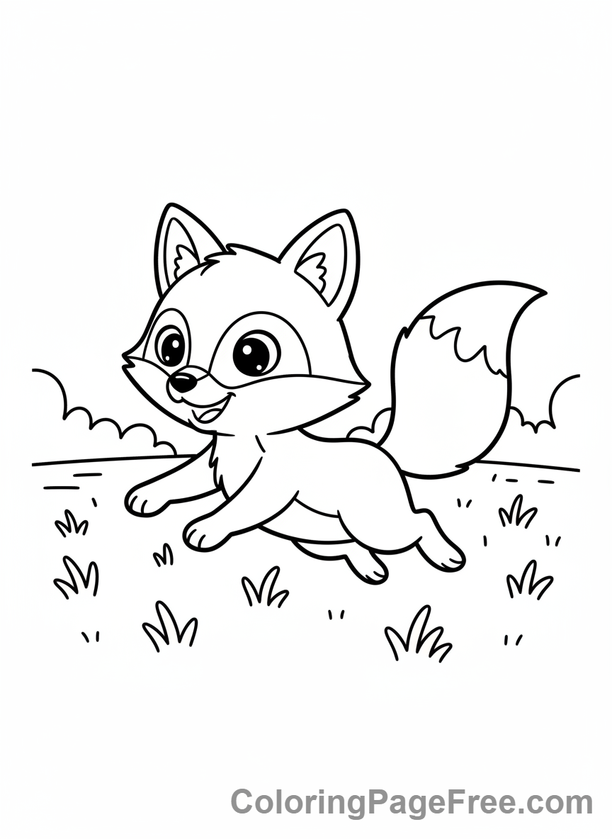 Fox coloring page - Fox running through field