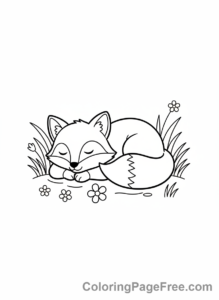 Fox coloring page - Resting sleepy fox