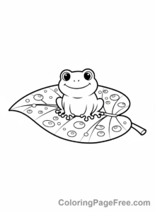 Frog coloring page - Baby frog leaf