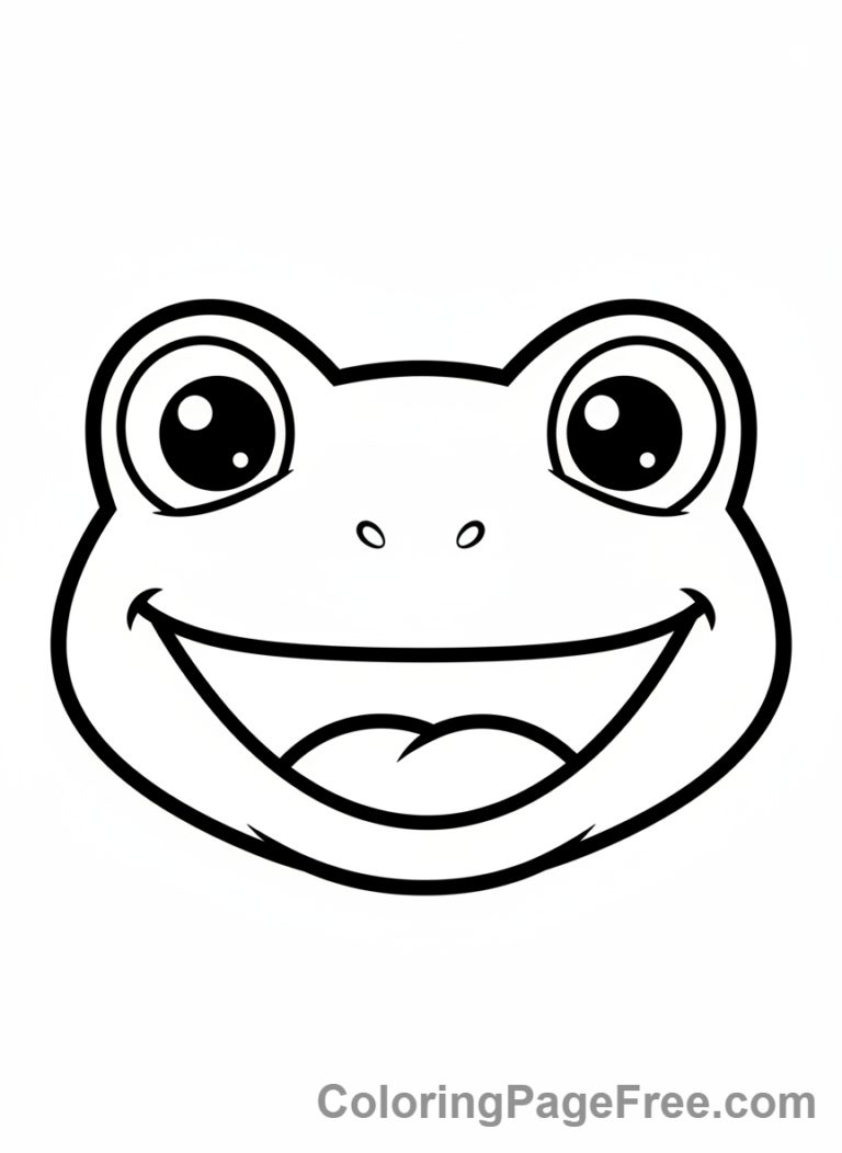 Frog coloring page - Friendly frog face