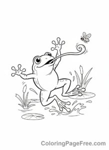 Frog coloring page - Frog catching fly