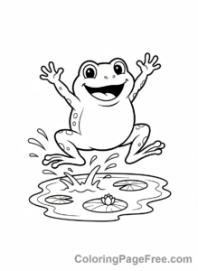 Frog coloring page - Frog jumping happy