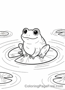 Frog coloring page - Frog on lily pad