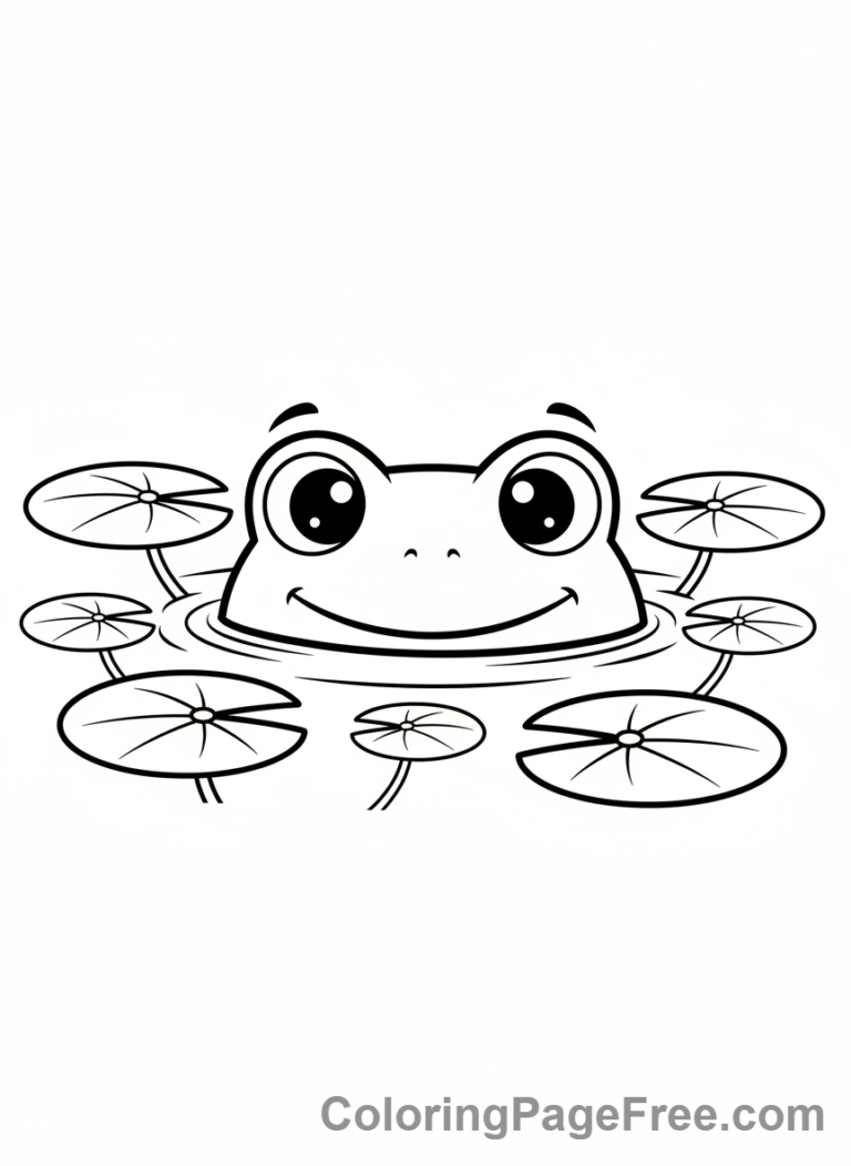 Frog coloring page - Frog peeking water