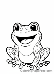 Frog coloring page - Happy frog close-up