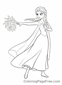 Frozen coloring page - Elsa creating ice