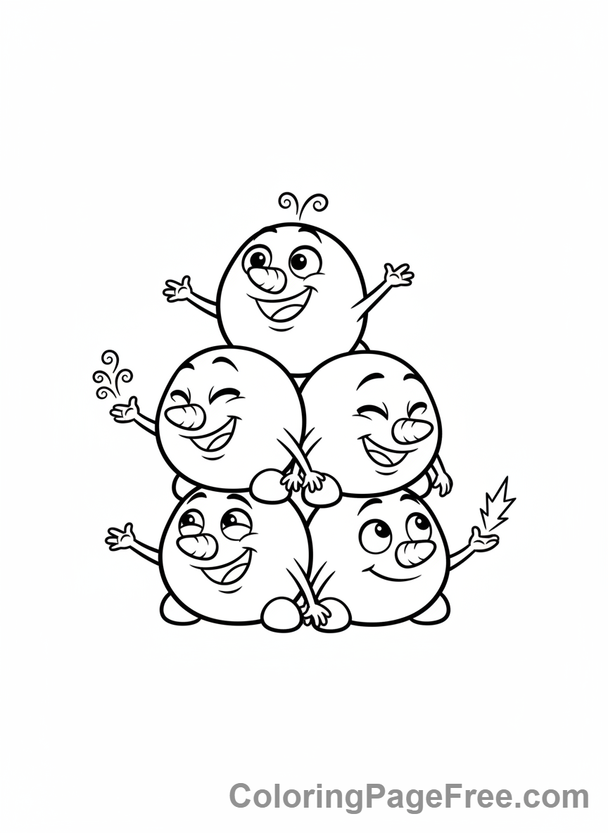 Frozen coloring page - Snowgies pile playing