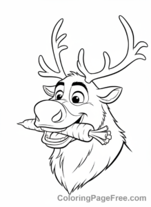 Frozen coloring page - Sven carrot close-up