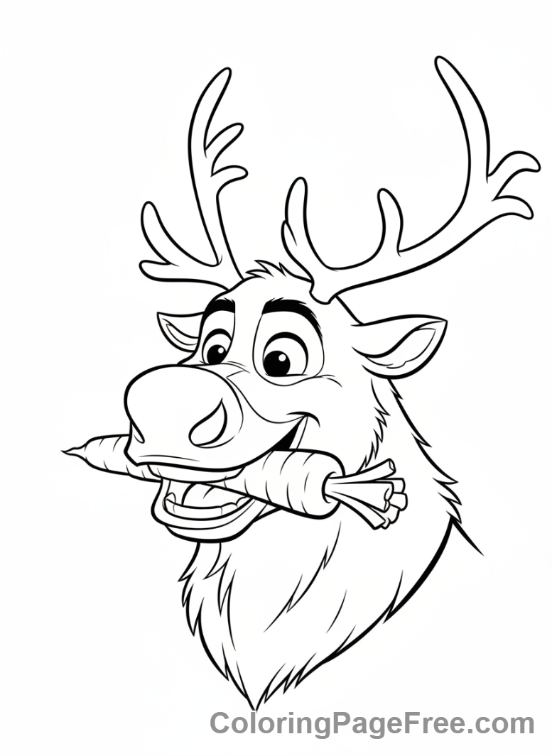 Frozen coloring page - Sven carrot close-up