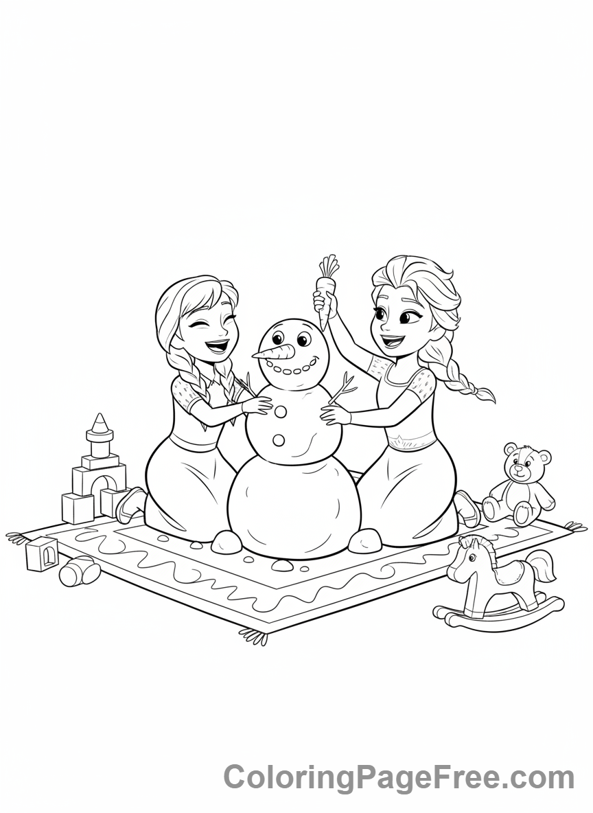 Frozen coloring page - Young sisters playing