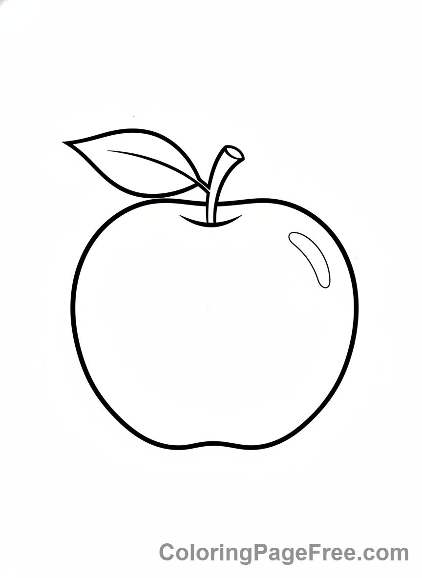 Fruits coloring page - Apple whole simple