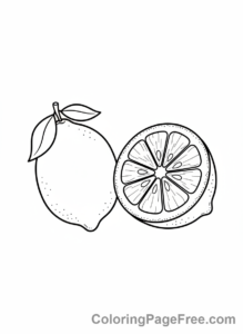 Fruits coloring page - Lemon whole cut