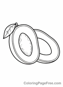Fruits coloring page - Mango cut open