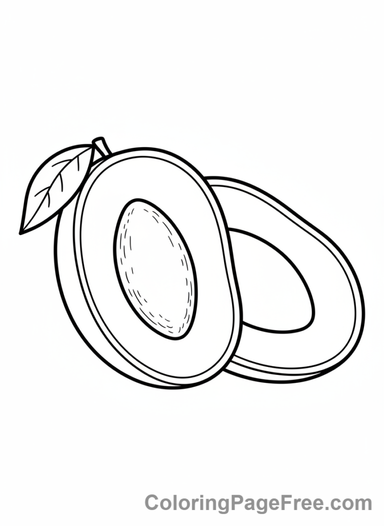 Fruits coloring page - Mango cut open