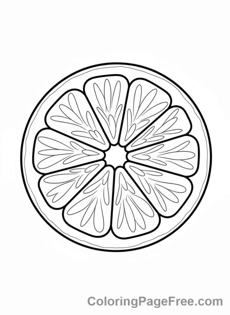 Fruits coloring page - Orange half slice