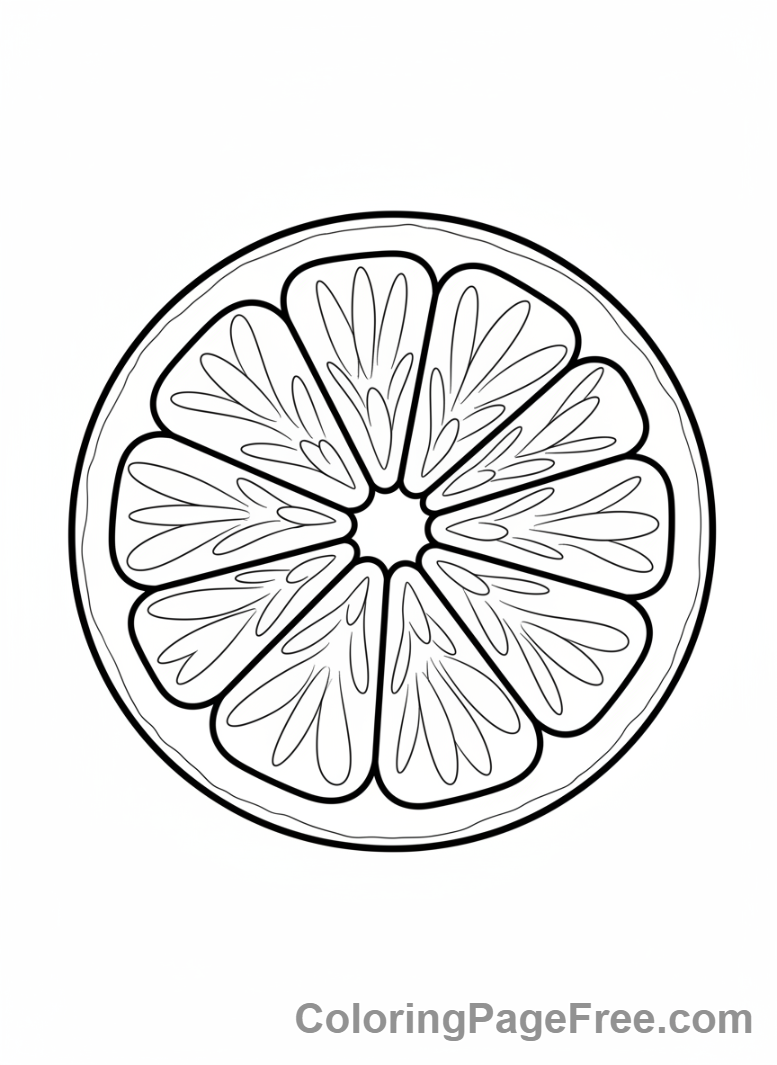 Fruits coloring page - Orange half slice