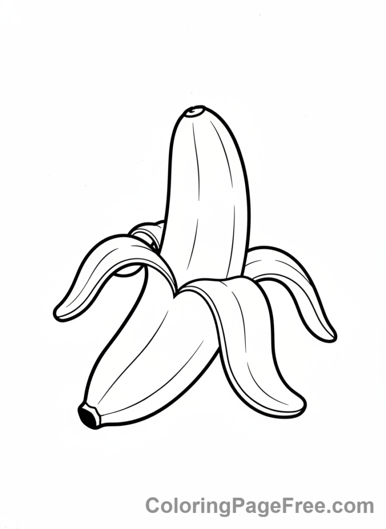 Fruits coloring page - Peeled banana fun