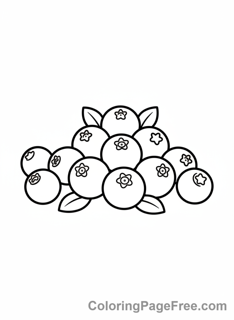 Fruits coloring page - Pile of blueberries