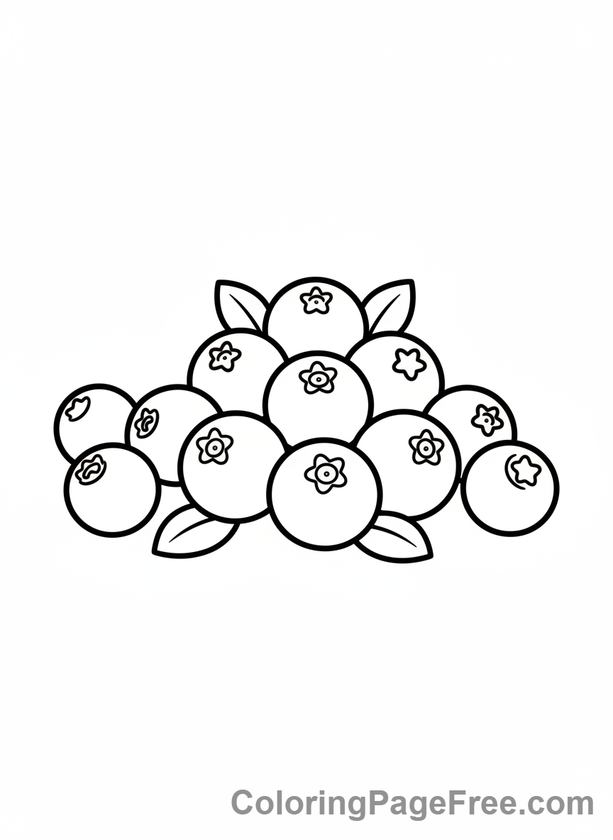 Fruits coloring page - Pile of blueberries