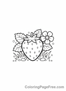 Fruits coloring page - Strawberry in garden