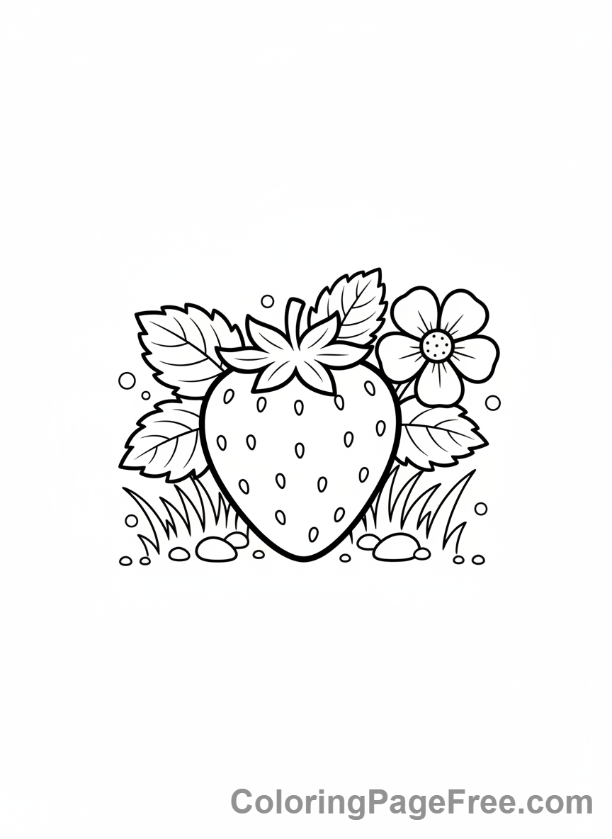 Fruits coloring page - Strawberry in garden