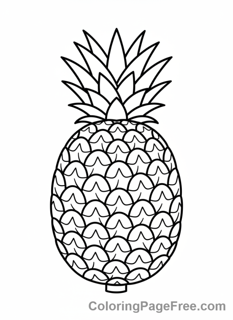 Fruits coloring page - Whole pineapple tropical