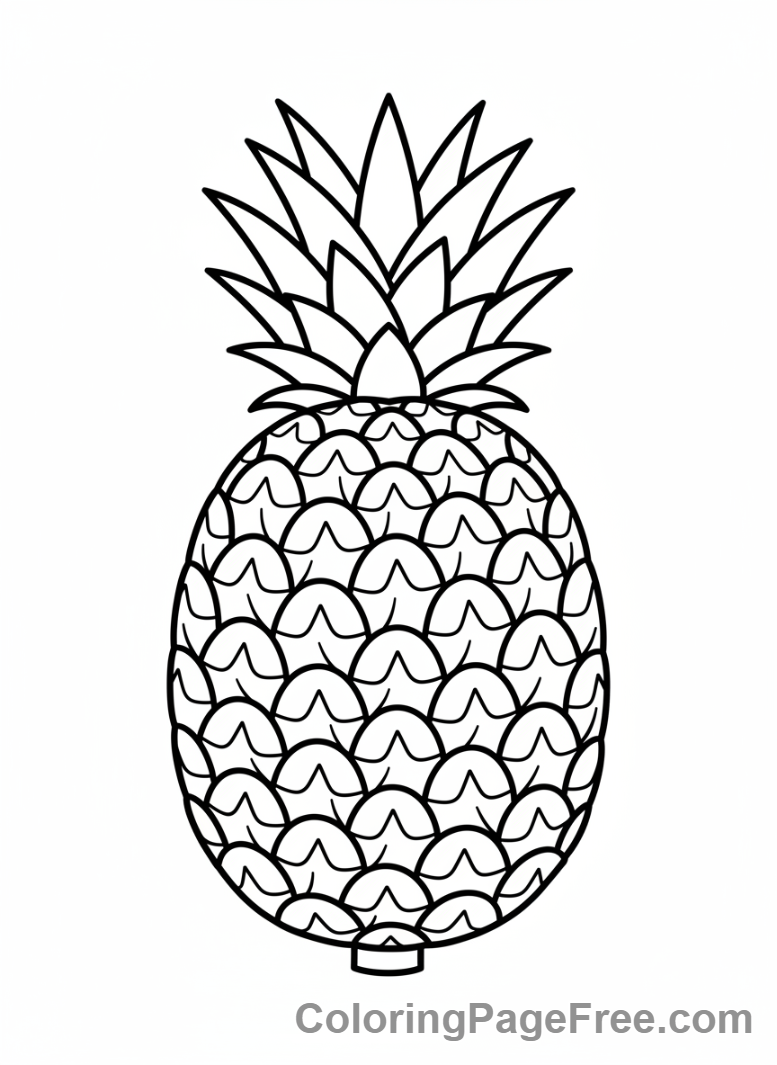 Fruits coloring page - Whole pineapple tropical