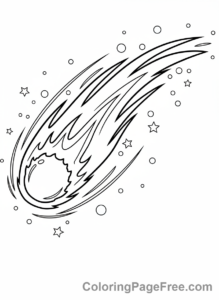 Galaxy coloring page - Comet flying stars