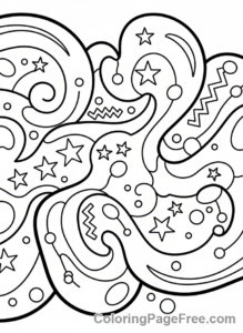 Galaxy coloring page - Nebula swirls cosmic