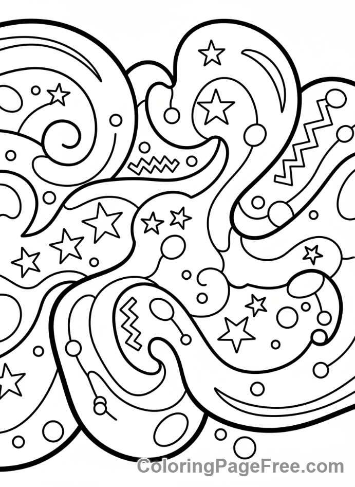 Galaxy coloring page - Nebula swirls cosmic