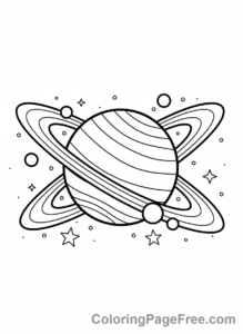 Galaxy coloring page - Saturn rings close