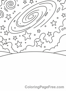 Galaxy coloring page - Starry night galaxy